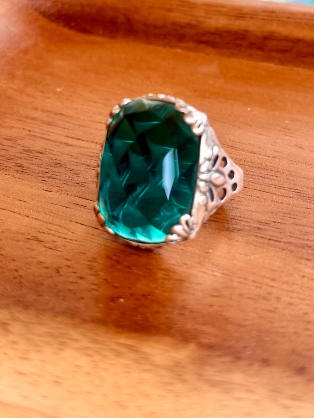 Silpada Caspian Sea R2456 Sterling Silver 925 Teal Blue Green Glass Ring size 10